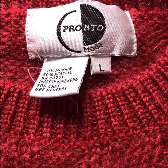 NWOT Vintage Pronto Moda RED MOHAIR Blend CABLE KNIT cozy warm winter SWEATER  L - Picture 9 of 9